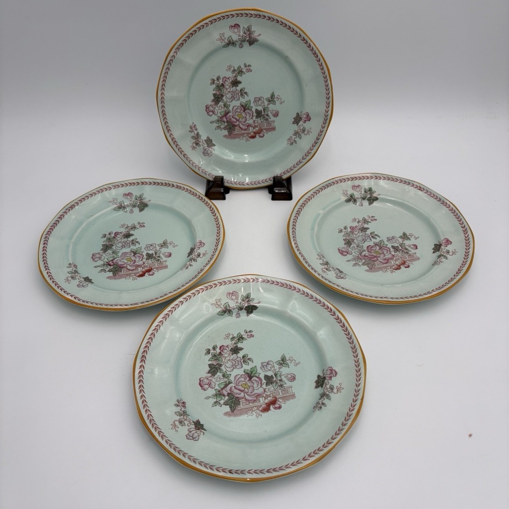 Calyx Ware Salad Plates , METZ, Blue Ironstone, Adams England, 7.75"  Set Of 4